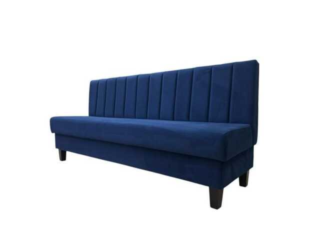 Dark Blue Plush Velvet Fluted Back Banquette Fitted Bench Booth Seating Kitchen, Bar Cafe Seating Conservatory Furniture - image 1