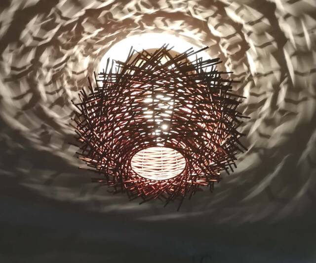 Rustic Wicker Pendant Light - Unique Branch Chandelier Lighting - image 1