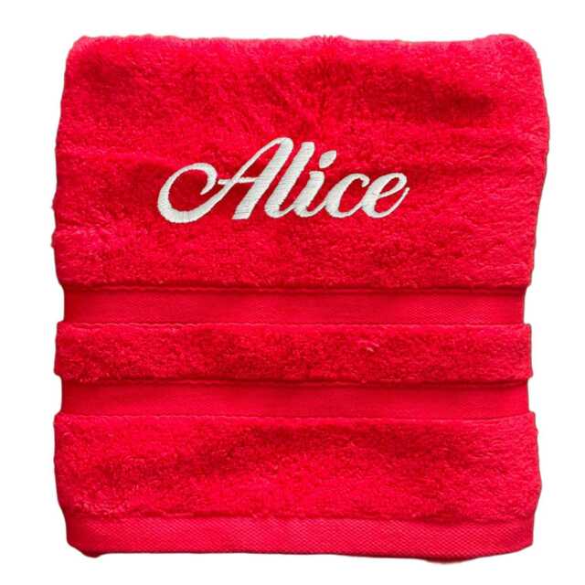 Red Embroidered Egyptian Cotton Towel, Personalized Gift, Mothers Day Gift - image 1