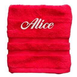 Red Embroidered Egyptian Cotton Towel, Personalized Gift, Mothers Day Gift - thumbnail 1