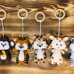 Safari Animal Baby Gym Toys Handmade Felt Mobile - thumbnail 3