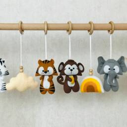 Safari Animal Baby Gym Toys Handmade Felt Mobile - thumbnail 4