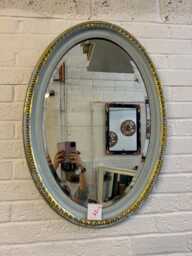 Beautiful Vintage Oval Pale Blue & Gold Mirror - thumbnail 1