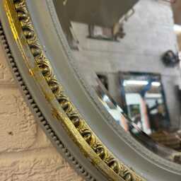Beautiful Vintage Oval Pale Blue & Gold Mirror - thumbnail 3