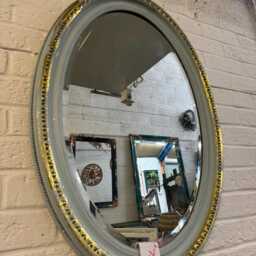 Beautiful Vintage Oval Pale Blue & Gold Mirror - thumbnail 2