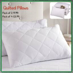 Pack Of 2, 4 Bounce Back Hollowfibre Pillow Or Duck Feather Pillows Quilted Extra Filled Bed 74cmx48cm - thumbnail 2