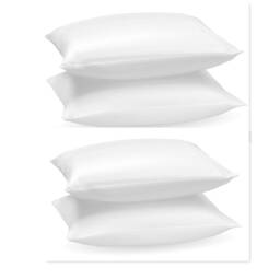 Pack Of 2, 4 Bounce Back Hollowfibre Pillow Or Duck Feather Pillows Quilted Extra Filled Bed 74cmx48cm - thumbnail 4