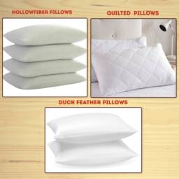 Pack Of 2, 4 Bounce Back Hollowfibre Pillow Or Duck Feather Pillows Quilted Extra Filled Bed 74cmx48cm - thumbnail 1