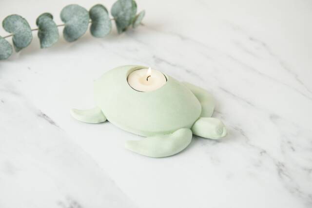 Turtle Concrete Tea Light Holder Unique Cozy Decor - image 1