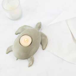 Turtle Concrete Tea Light Holder Unique Cozy Decor - thumbnail 2
