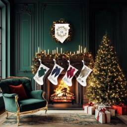 Emerald Green Personalised Christmas Stocking With Bow - Decorations, Jewel Tone Holiday Decor, Custom Family Stockings - thumbnail 2