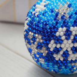 Handmade Blue Czech Glass Beaded Snowflake Ornament - Elegant Christmas Tree Decoration - thumbnail 4