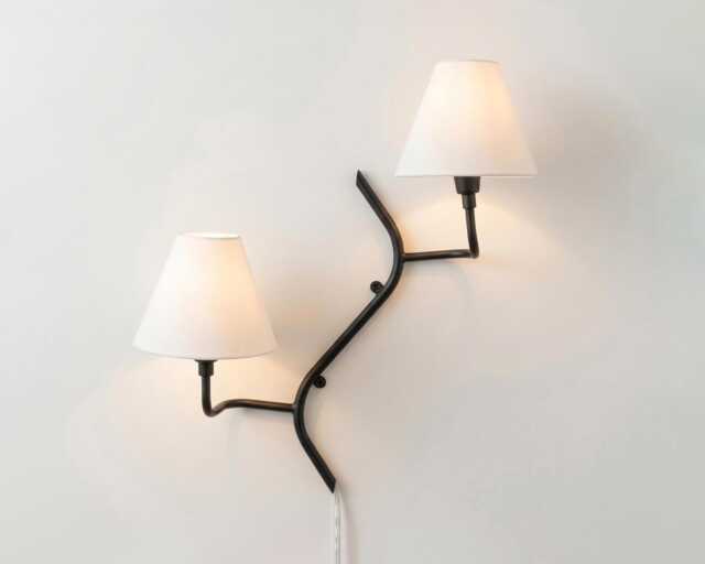 Wall Light Matte Black Branch Arm Sconce, Minimalist Nordic Double Fixture, Modern Designer Interior Accent Lighting - image 1