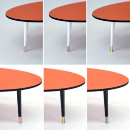 Oval Coffee Table With Black Edge, Tapered Legs & Stainless Steel Ferules - thumbnail 3