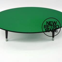Oval Coffee Table With Black Edge, Tapered Legs & Stainless Steel Ferules - thumbnail 4