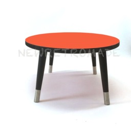 Oval Coffee Table With Black Edge, Tapered Legs & Stainless Steel Ferules - thumbnail 2