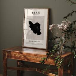 Iran Map Vintage Abstract Wall Art Print Picasso + Matisse Inspired Travel Poster - thumbnail 1