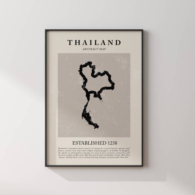 Abstract Thailand Map Vintage Wall Art Print Picasso + Matisse Inspired Travel Poster - image 1