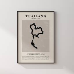 Abstract Thailand Map Vintage Wall Art Print Picasso + Matisse Inspired Travel Poster - thumbnail 1