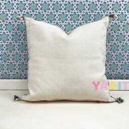 Yakiti-White Square Moroccan Pillows 20x20, Aka Cactus Silk Pillow, Decorative Pillows, Sabra Pillows, Decor Designer Cactus Silk - thumbnail 3