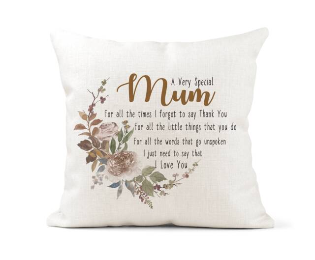 Personalised Cream Canvas Cushion, Scatter Home Decor, Mum Thank You Gift, I Love You, Birthday/Christmas, Nan, Nanny Etc - image 1