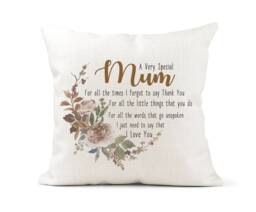 Personalised Cream Canvas Cushion, Scatter Home Decor, Mum Thank You Gift, I Love You, Birthday/Christmas, Nan, Nanny Etc - thumbnail 1