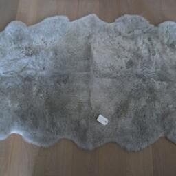 Extra Large Silver Grey Sheepskin Rug, Quad Nordic Decor - thumbnail 2