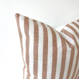 Burnt Orange Striped Pillow Cover, Natural Linen Throw Pillowcase, Stripes On Neutral Linen. Perfect For Modern Coastal - thumbnail 2