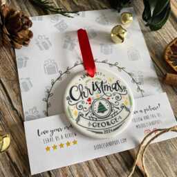 Baby First Christmas Bauble. Girl Ornament. Babys Ornament Personalized - thumbnail 2