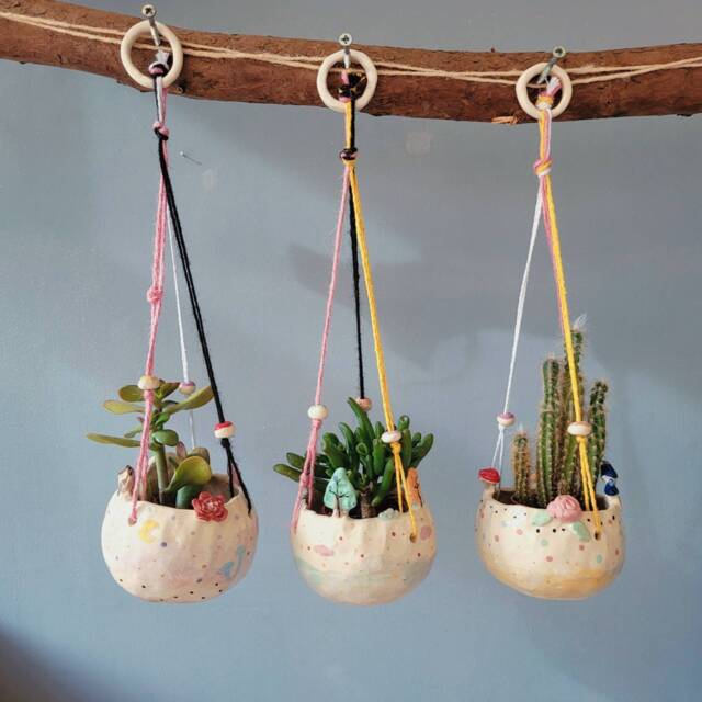 The Woodland Magic Collection Handmade Ceramic Hanging Planters, Succulent Pot Cactus Pot, Plant Indoor Garden Outdoor Planter - image 1