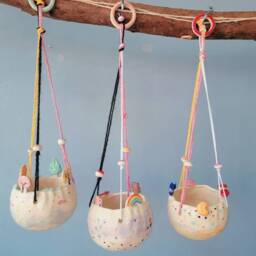 The Woodland Magic Collection Handmade Ceramic Hanging Planters, Succulent Pot Cactus Pot, Plant Indoor Garden Outdoor Planter - thumbnail 4