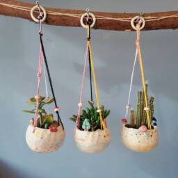 The Woodland Magic Collection Handmade Ceramic Hanging Planters, Succulent Pot Cactus Pot, Plant Indoor Garden Outdoor Planter