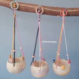 The Woodland Magic Collection Handmade Ceramic Hanging Planters, Succulent Pot Cactus Pot, Plant Indoor Garden Outdoor Planter - thumbnail 2