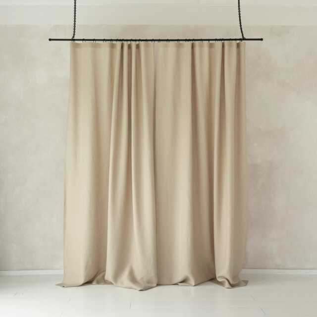 Natural Curtain Panel With Tape For Rings, Linen Window Curtains in Oatmeal - image 1