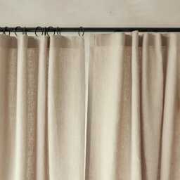 Natural Curtain Panel With Tape For Rings, Linen Window Curtains in Oatmeal - thumbnail 3