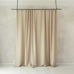 Natural Curtain Panel With Tape For Rings, Linen Window Curtains in Oatmeal - thumbnail 1