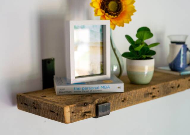 Reclaimed Wood Shelf With Brackets, Custom Antique Lumber Shelves, Red Cedar Barn Wood, Farmhouse Floating Shelf, Rustic Kitchen Decor - image 1