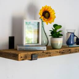 Reclaimed Wood Shelf With Brackets, Custom Antique Lumber Shelves, Red Cedar Barn Wood, Farmhouse Floating Shelf, Rustic Kitchen Decor - thumbnail 3