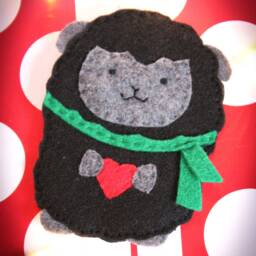 Sheep Black Felt Christmas Ornament Gift Card Holder Package Tie-On - thumbnail 3