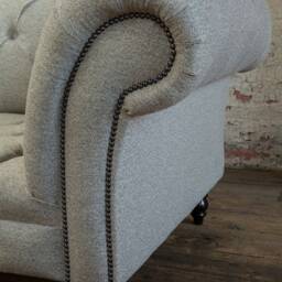 3 Seater Oatmeal Cream Chesterfield Sofa, British Handmade - thumbnail 3