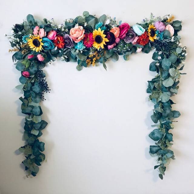 Sunflower Garland, Floral Boho Nursery Decor, Wall Hanging, Backdrop, Bohemian Flower Garland - image 1