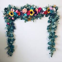 Sunflower Garland, Floral Boho Nursery Decor, Wall Hanging, Backdrop, Bohemian Flower Garland - thumbnail 1