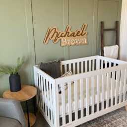 Custom Wooden Name Sign For Nursery, Personalized Baby Wall Decor, Letters Newborn Sign, Wood Layered - thumbnail 3