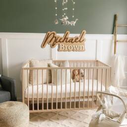 Custom Wooden Name Sign For Nursery, Personalized Baby Wall Decor, Letters Newborn Sign, Wood Layered - thumbnail 2