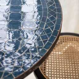 Summer Sale Moroccan Zellige Tiled Table, Mozaic Handmade Garden Terrace Wrought Iron Legs - thumbnail 3