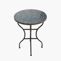 Summer Sale Moroccan Zellige Tiled Table, Mozaic Handmade Garden Terrace Wrought Iron Legs - thumbnail 2
