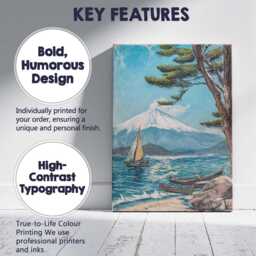 Mount Fuji Lakeside Sailboats Japanese Landscape Painting Canvas Wall Art Print Decor Picture Ready To Hang - thumbnail 2