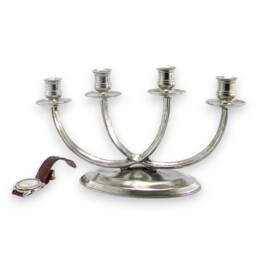Table Candle Holder, Pewter Gloss Finish - thumbnail 2
