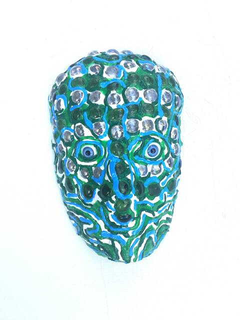 "Glass Stone Mask Wall Art By Anthony Saldivar - 6.5"" X 10" - image 1