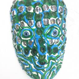"Glass Stone Mask Wall Art By Anthony Saldivar - 6.5"" X 10" - thumbnail 4